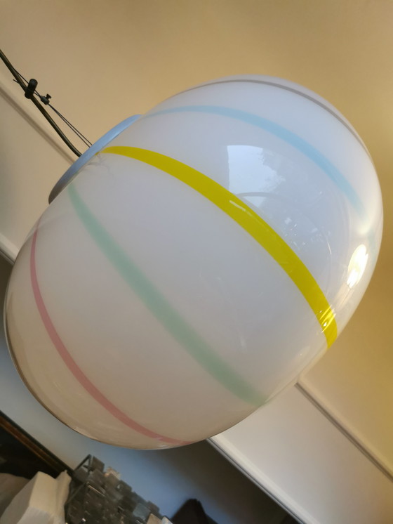 Image 1 of Large Candy Stripes Murano Vintage pendant light 