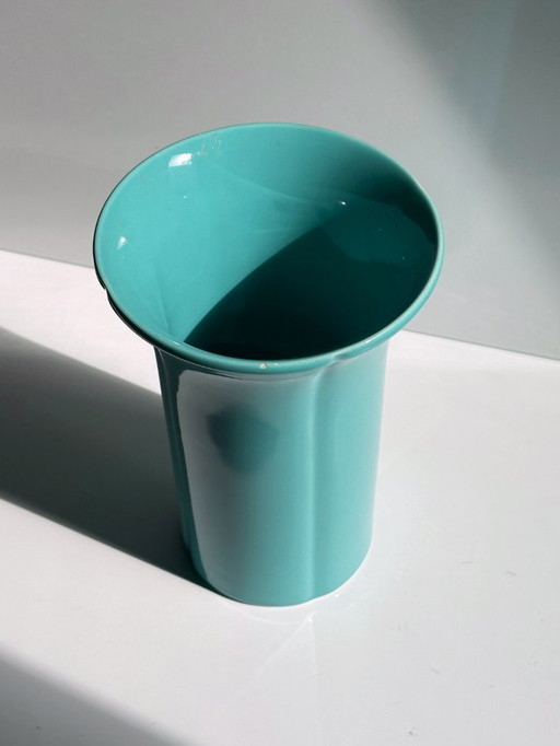 Vintage flower vase Kyoei Japan 70s vase turquoise mint green pastel boho Japandi Scandi Wabisabi 80s 1980s Mid - Century