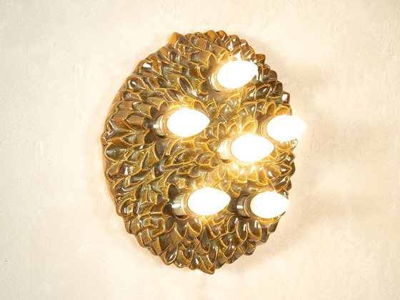 Lampada da parete in ceramica degli anni '70 con decorazioni floreali. – Applique (photo 5 of 7)
