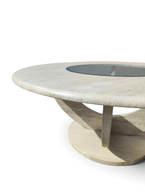 Italienischer Travertin-Couchtisch aus den 1970er Jahren – Couchtische, Glass (photo 5 of 9)