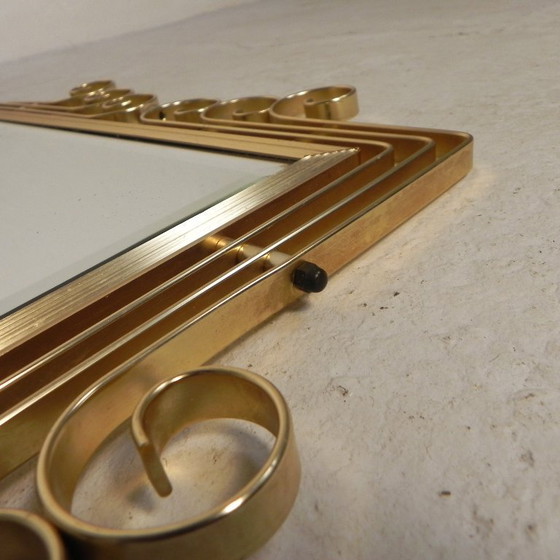 Image 1 of Vintage geslepen spiegel in aluminium frame, jaren 50