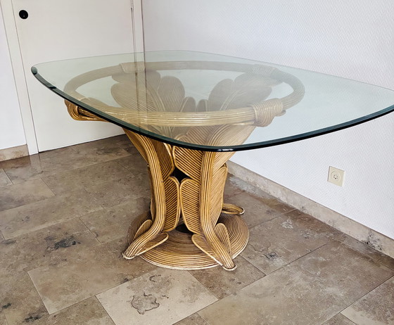 Image 1 of ITALIAN PENCIL REED BELLFLOWER DINING TABLE, 1970s