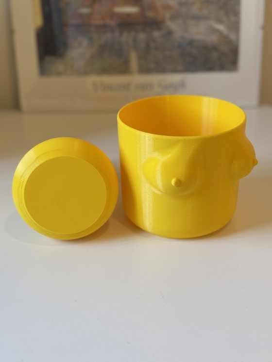 Image 1 of Set gele boobie vaas & bloempot – 3D geprint design 