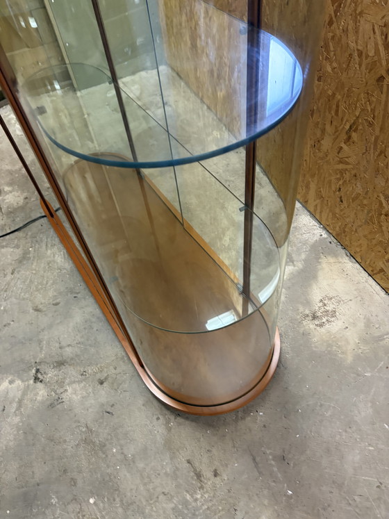Image 1 of Vintage Fiam Italia oval cherry wood and glass display cabinet