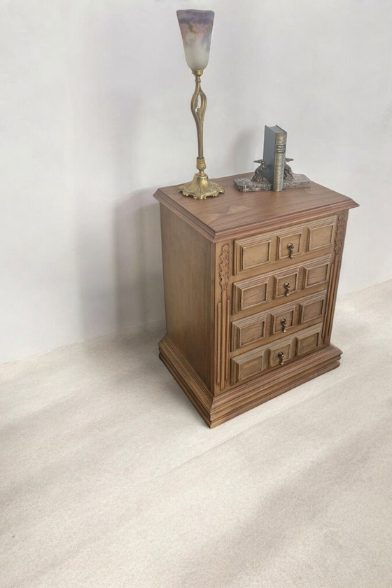 Image 1 of Bijzettafel van eiken- en grenenhout - Midden 20e eeuw