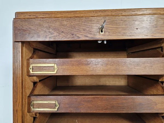 Vintage Large Oak Shutter Cabinet | 1930s, Sideboard cabinet, Brass, Brown (photo 4 of 11)
