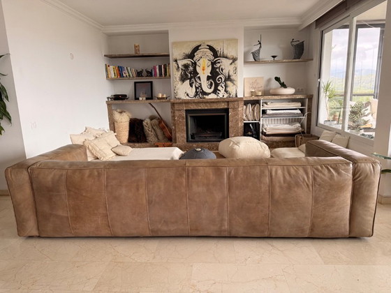 Image 1 of Divano in pelle marrone extra large