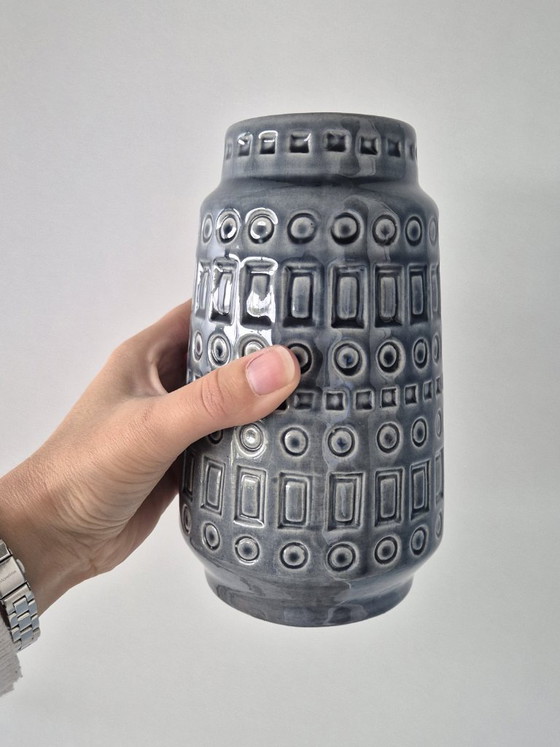 Vintage Scheurich Inka vase, model 260/18. Blue-grey – Vazen, Keramiek (photo 5 of 5)