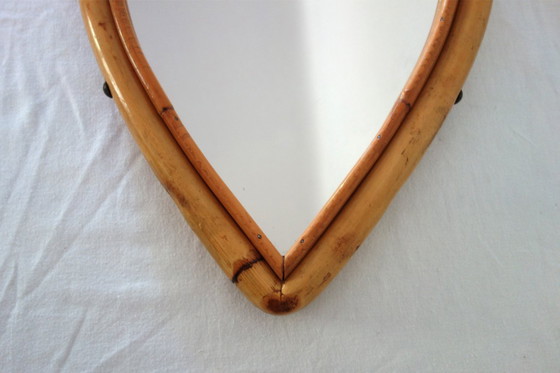 Image 1 of Specchio vintage in rattan di bambù