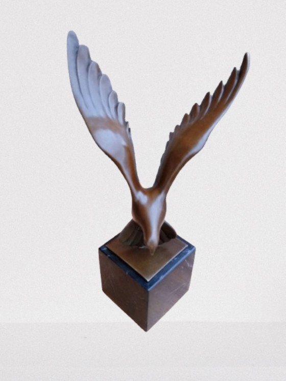 Bronze dove sculpture on marble pedestal, Brown, Klassiek (photo 5 of 6)