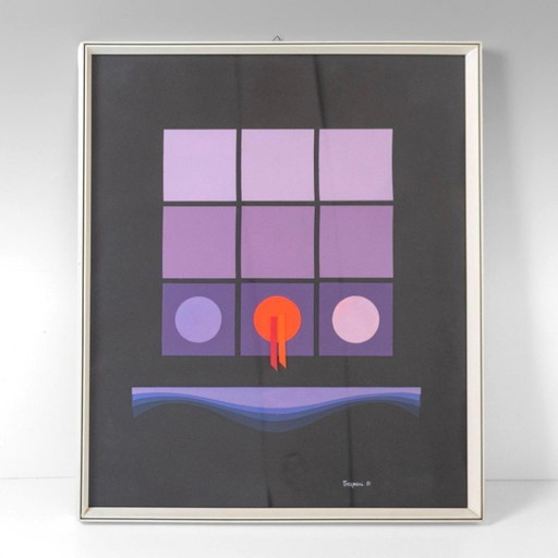 1x Affiche de collage d'art moderne italien des années 1980 créée par Angela Trapani