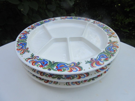 3 Piatti Fonduta Villeroy & Boch, Lussemburgo, Sept Fontaines, vintage, retrò