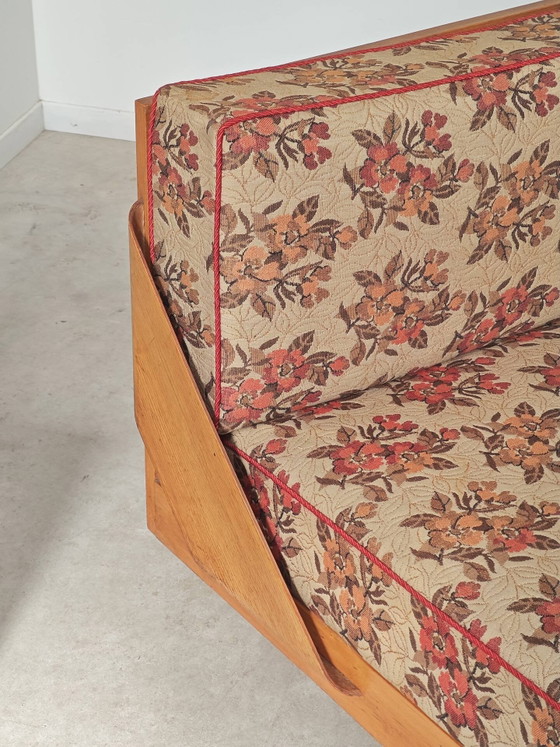 Folding sofa bed Canapé banquette Interier Praha 1960 floral pattern fabric – 3-5 seaters, Wood (photo 11 of 30)