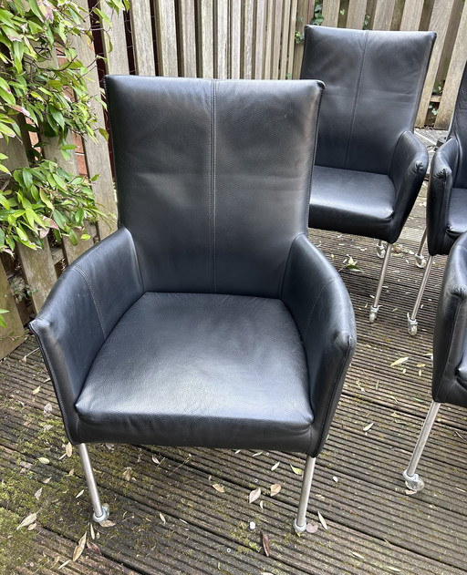 6 Black Leather Dining Chairs