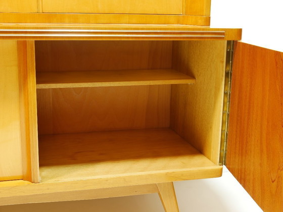 Image 1 of Buffet haut vintage avec grande vitrine, meuble de salon, années 1960, Allemagne