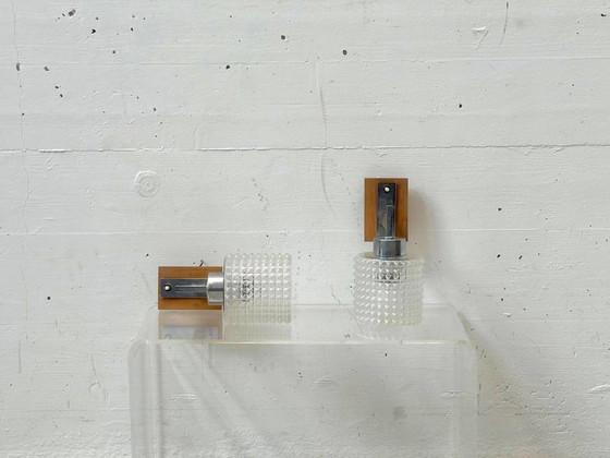 Apliques de pared de mediados de siglo, fabricados en vidrio texturizado, década de 1970. – Glass (photo 12 of 13)