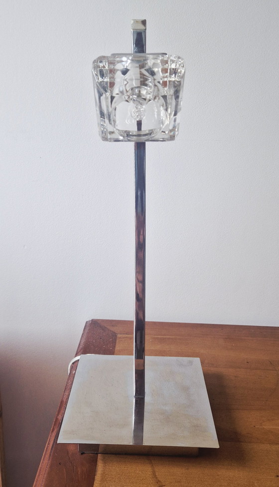 Image 1 of Moderne Designerlampe- Chrom und dickes Glas