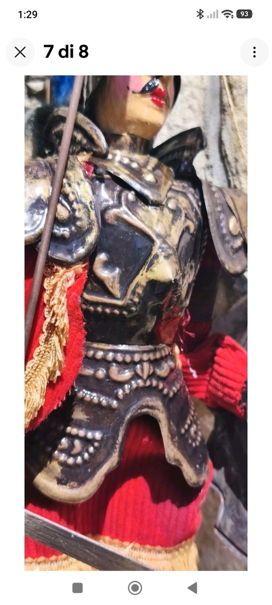 Marioneta antigua, 40 cm, marco de latón bruñido, desgastada por el tiempo. – Objetos decorativos, Metal (photo 6 of 7)