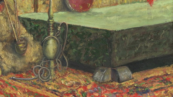 Peinture à l'huile orientaliste – "El Mercader de Zapatillas" – D'après José Villegas Cordero – 60x50 cm (photo 5 of 6)