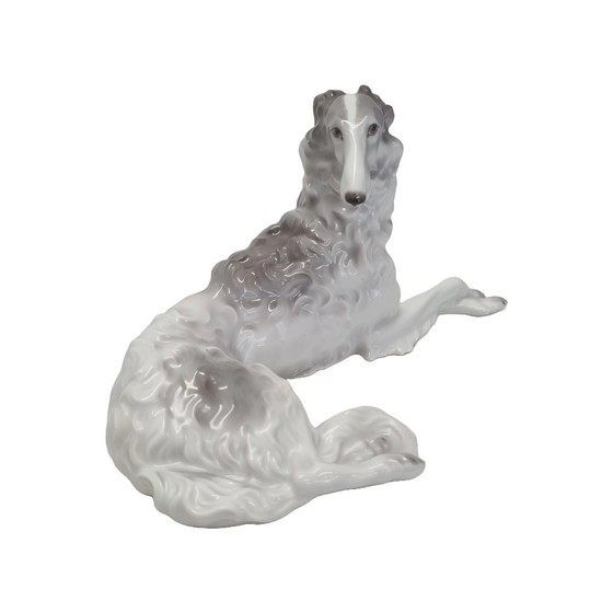 Image 1 of Art Deco porcelain Barzoi statue Schlaggenwald