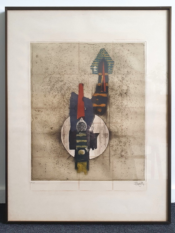 Image 1 of Johnny Friedlaender aquatint etching painting / mid-century painting