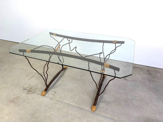 Vintage Wrought Iron and Glass Dining Table, 1970s (photo 14 of 17)