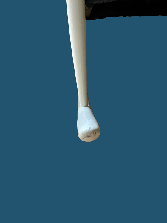 Image 1 of Sedia a dondolo scandinava: bianca con lana grigia