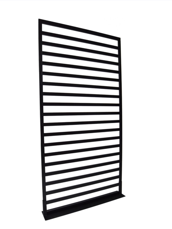 Image 1 of Haanstra Lifestyle Separador de ambientes de madera negra con base de acero