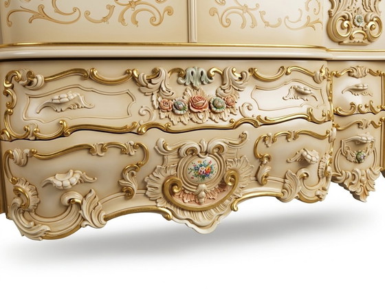 Pair of original Silik furniture – Venetian Baroque Wardrobe + Sideboard – Wood (photo 3 of 6)
