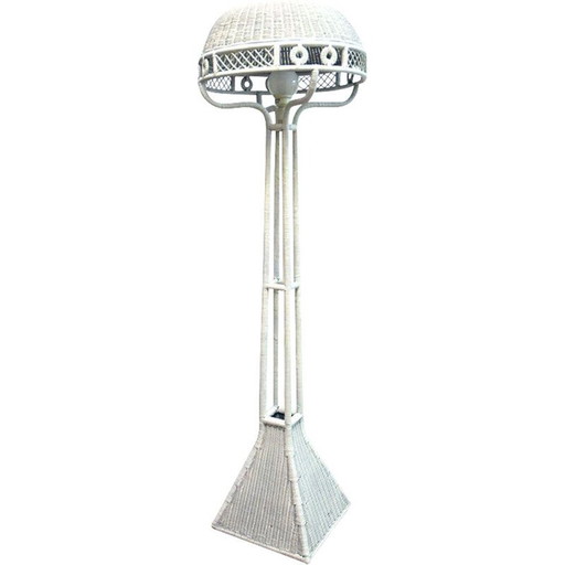 Italiaanse mid-century rotan vloerlamp, jaren 1950
