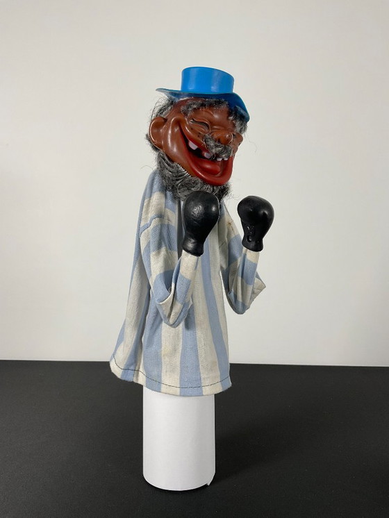 Image 1 of Pair of Vintage Boxing Hand Puppets Asian Man and Clown