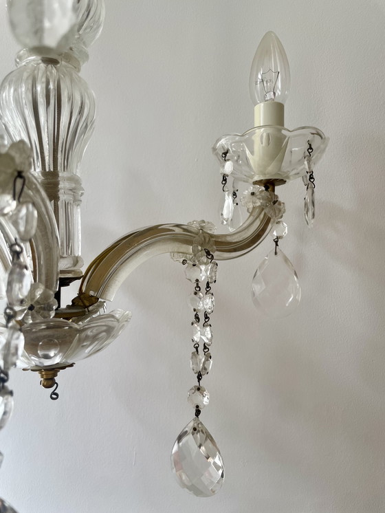 Image 1 of Lampadario con nappe in bronzo e vetro