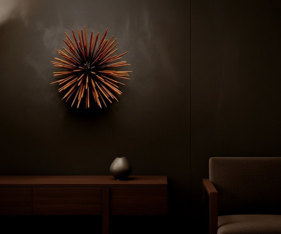 Image 1 of Mid-Century Modern Starburst Wall Art Sculpture — MCM Decor, 3D Textured Custom Color Designer Art 