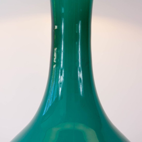 Image 1 of Vintage 1960s Portuguese Turquoise Opaline Glass Table Lamp