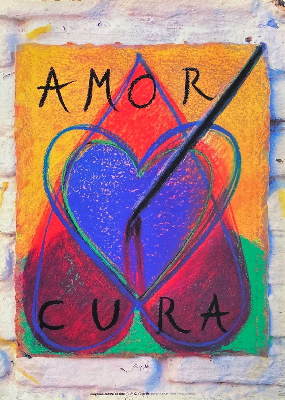 Image 1 of Ouka LEELE Amor Cura (SIDA) cartel original 1993