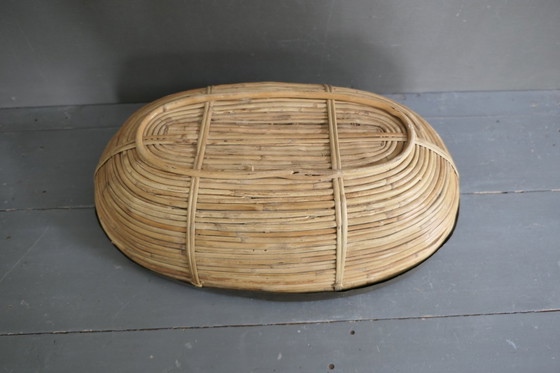 Image 1 of Ciotola/cestino vintage in rattan Gabriella Crespi ovale