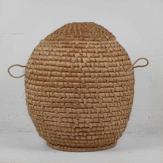 Rotan mand met antieke deksel (ca. 1930) – Decoratieve objecten, Wicker (photo 13 of 15)