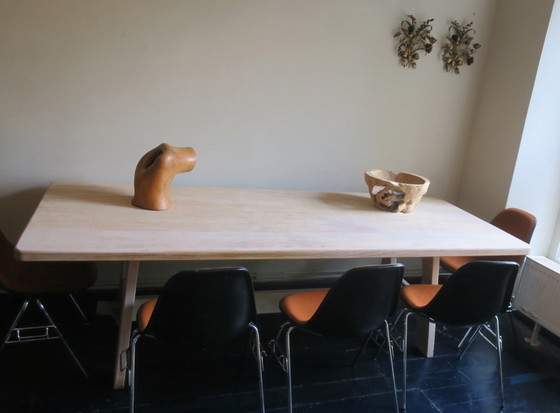 Image 1 of Großer Bauernhoftisch aus gekalkter Eiche, 1940-50er Jahre