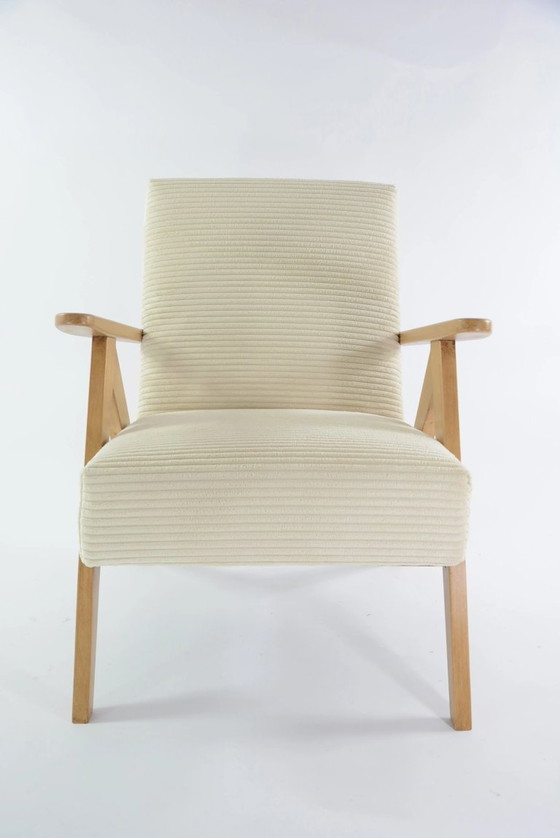 Image 1 of KOMPAS fauteuils in crèmekleurig corduroy