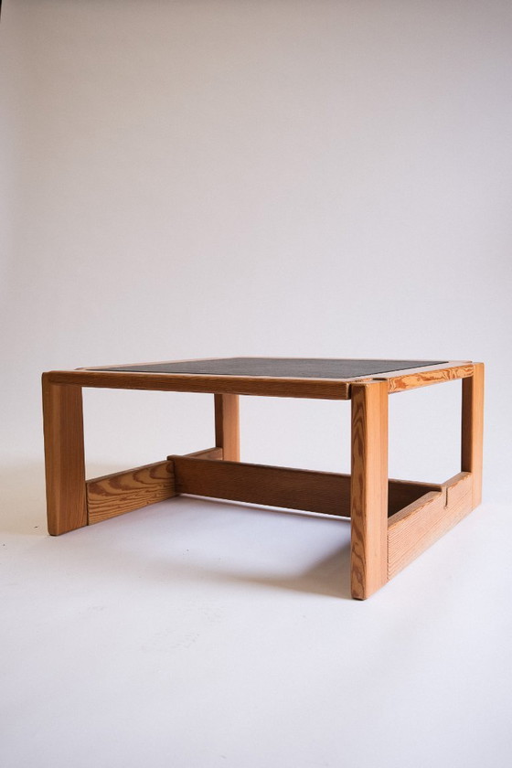 Image 1 of Tavolino da caffè vintage con piano in ardesia