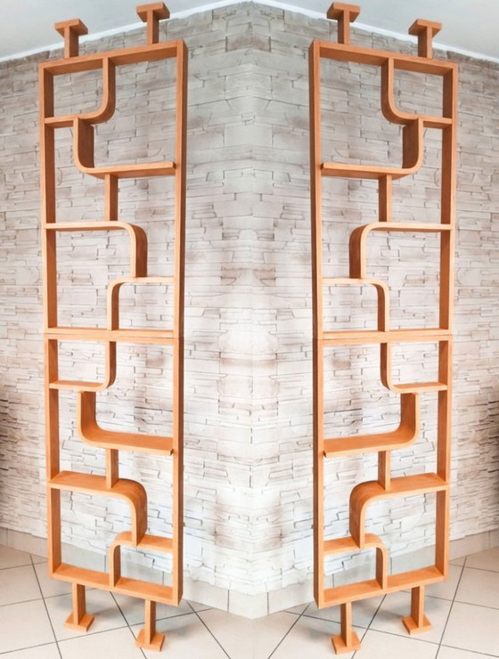 Image 1 of Two Ludvik Volak shelving partitions in curved beech wood