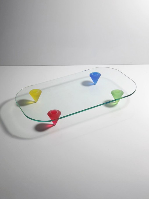 Montana Kuchenplatte Servierplatte Postmodern Dessert Teller  Rot Blau Gelb Grundformen Memphis Milano Stil 80er 90er