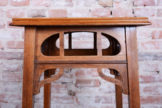 Restored Art Nouveau Pedestal, Walnut, Revived Polish, Czech, 1900s – Column, Wood (photo 12 of 14)