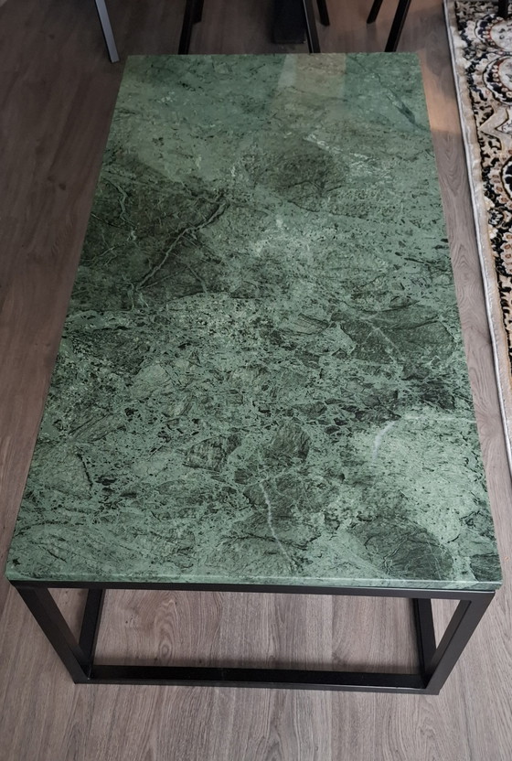 Image 1 of Tavolo da soggiorno in marmo verde con struttura in metallo
