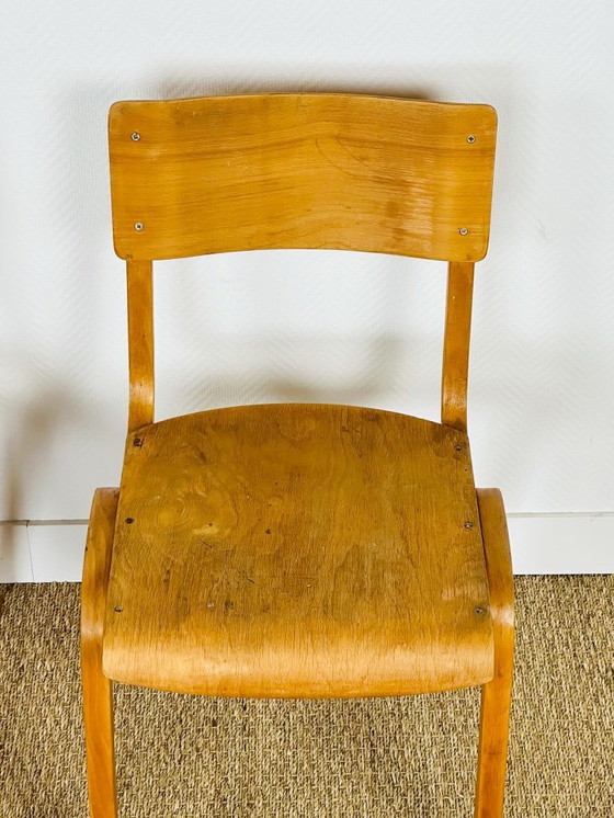 Image 1 of Paire de Chaises d'École Vintage en Bois Courbé, Angleterre, 1950
