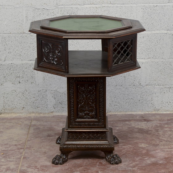Late 19th Century Maggini Revolving Occasional Table with Removable Glass Top, Coffee tables, Wood, Brown (photo 4 of 20)