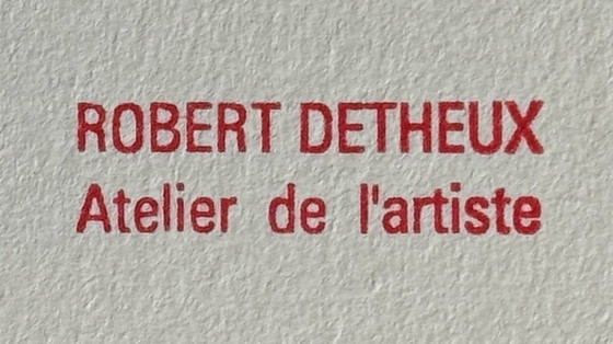 Image 1 of Robert Detheux - Magnifique portrait surréaliste - Vendu encadré 