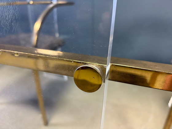 Sillas de comedor de latón y metacrilato de Belgochrom, década de 1970 - Juego de 6 – Plexiglass, Textile (photo 9 of 12)