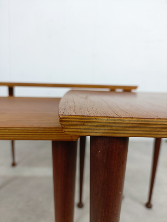 Image 1 of Tables gigognes vintage Mimiset Teck #Rotundumvintage