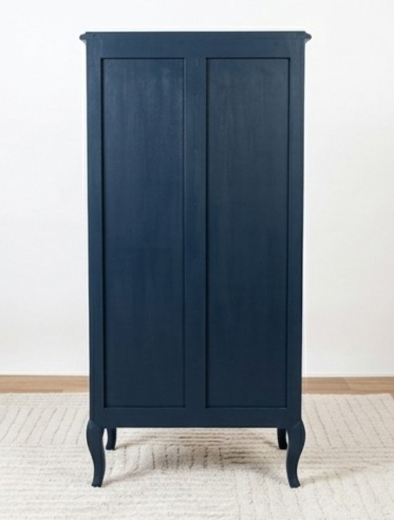 Louis XIV style bow-front 7-drawer chest of drawers, midnight blue, Metal, Wood (photo 3 of 5)